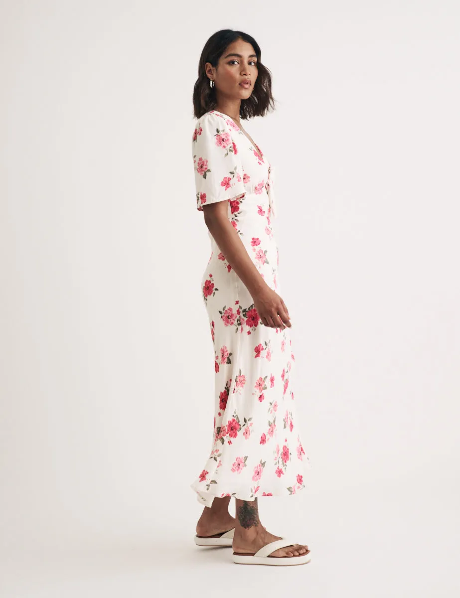 White Floral Faith Midi Dress sold by Nobody's Child product image thumbnail 3