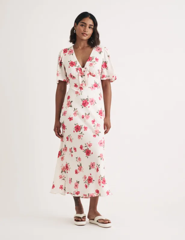 White Floral Faith Midi Dress sold by Nobody's Child