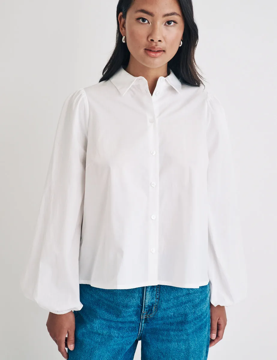 White Balloon Sleeve Shirt sold by Nobody's Child