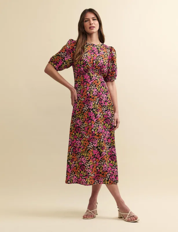 Pink Floral Bonnie Midi Dress sold by Nobody's Child