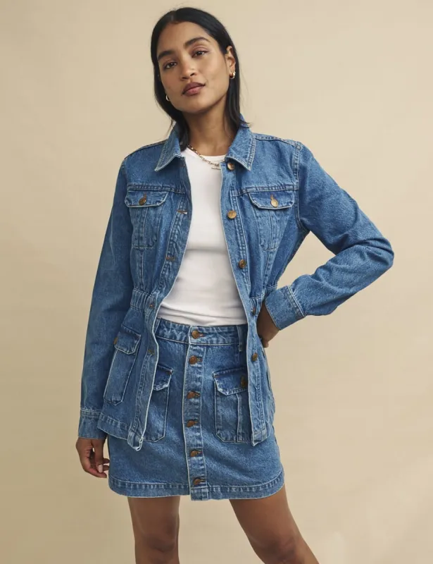Blue Mid Wash Denim Safari Jacket sold by Nobody's Child
