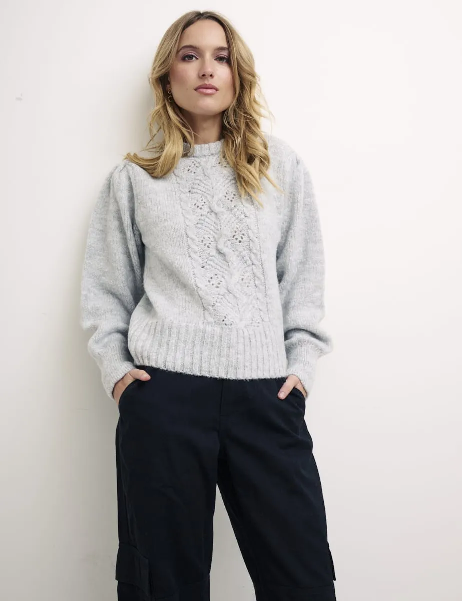 Volume Sleeve Pointelle Panel Jumper sold by Nobody's Child product image thumbnail 2