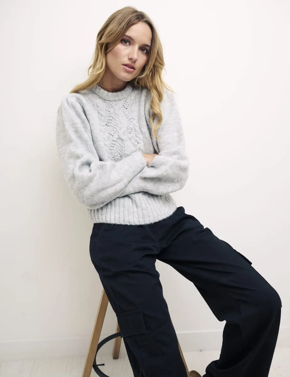 Volume Sleeve Pointelle Panel Jumper sold by Nobody's Child product image thumbnail 3