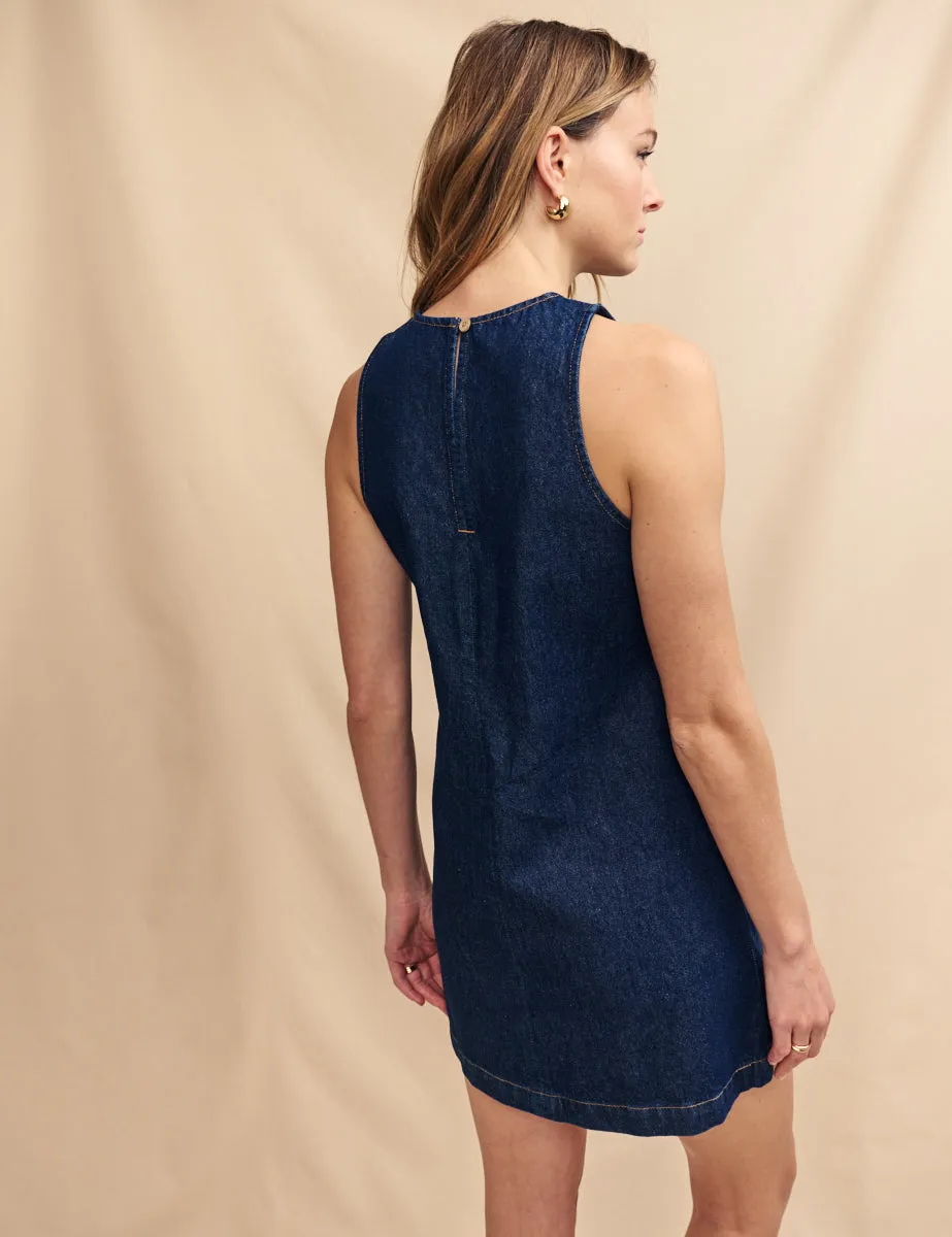 Dark Blue Denim Palermo Racer Mini Dress sold by Nobody's Child product image thumbnail 4