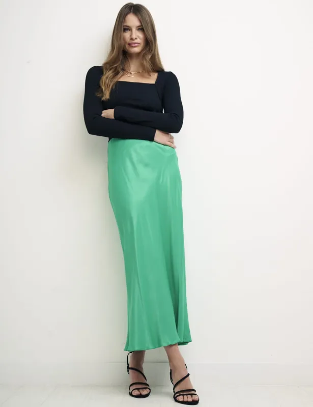 Mila Satin Slip Midi Skirt sold by Nobody's Child