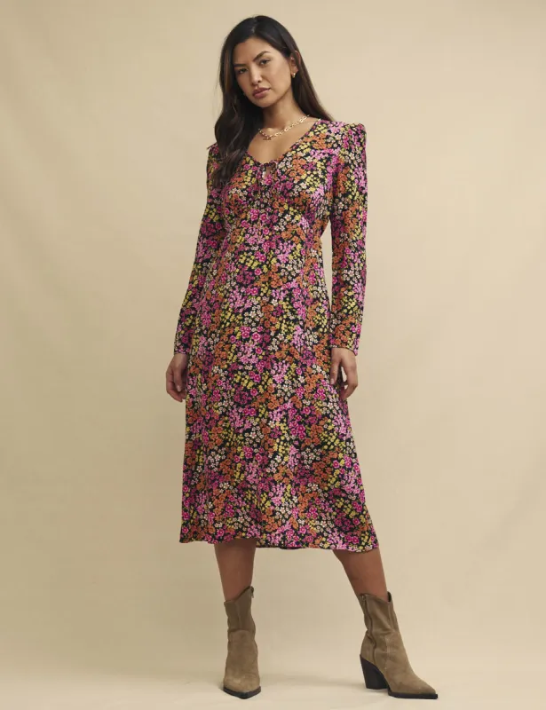 Pink Wildflower Lily Midi Dress sold by Nobody's Child