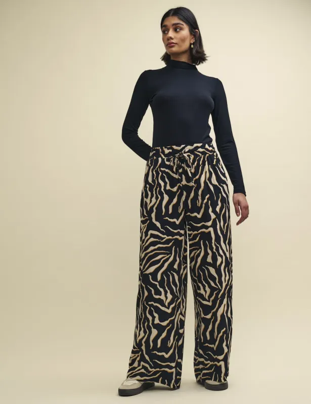 Petite Animal Print Wide Leg Drawstring Trousers sold by Nobody's Child