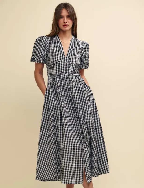 Black Gingham Starlight Midi Dress sold by Nobody's Child
