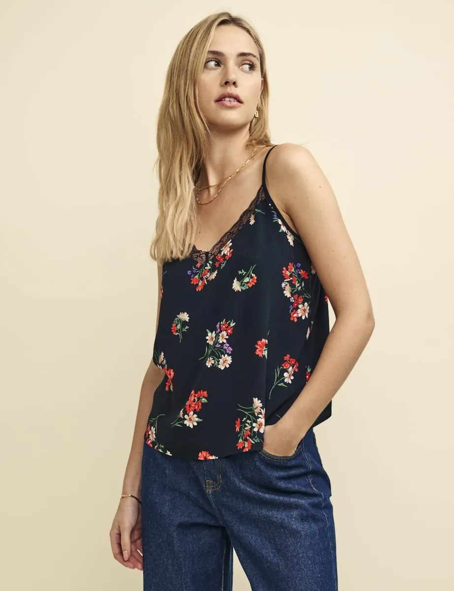 Black Wildflower Lace Trim Cami Top sold by Nobody's Child product image thumbnail 4