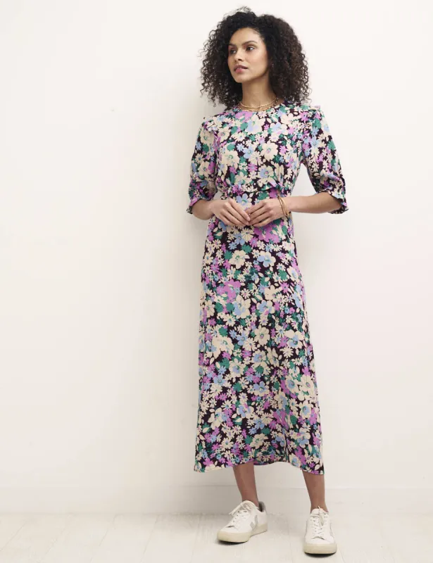 Purple Floral Shift Felicia Midi Dress sold by Nobody's Child