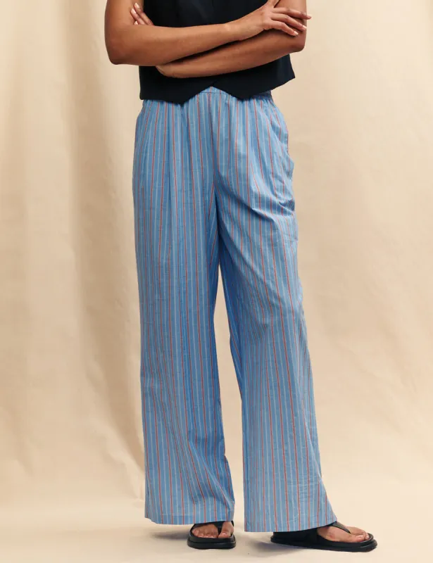 Blue Striped Loose Fit Trousers made by Nobody's Child