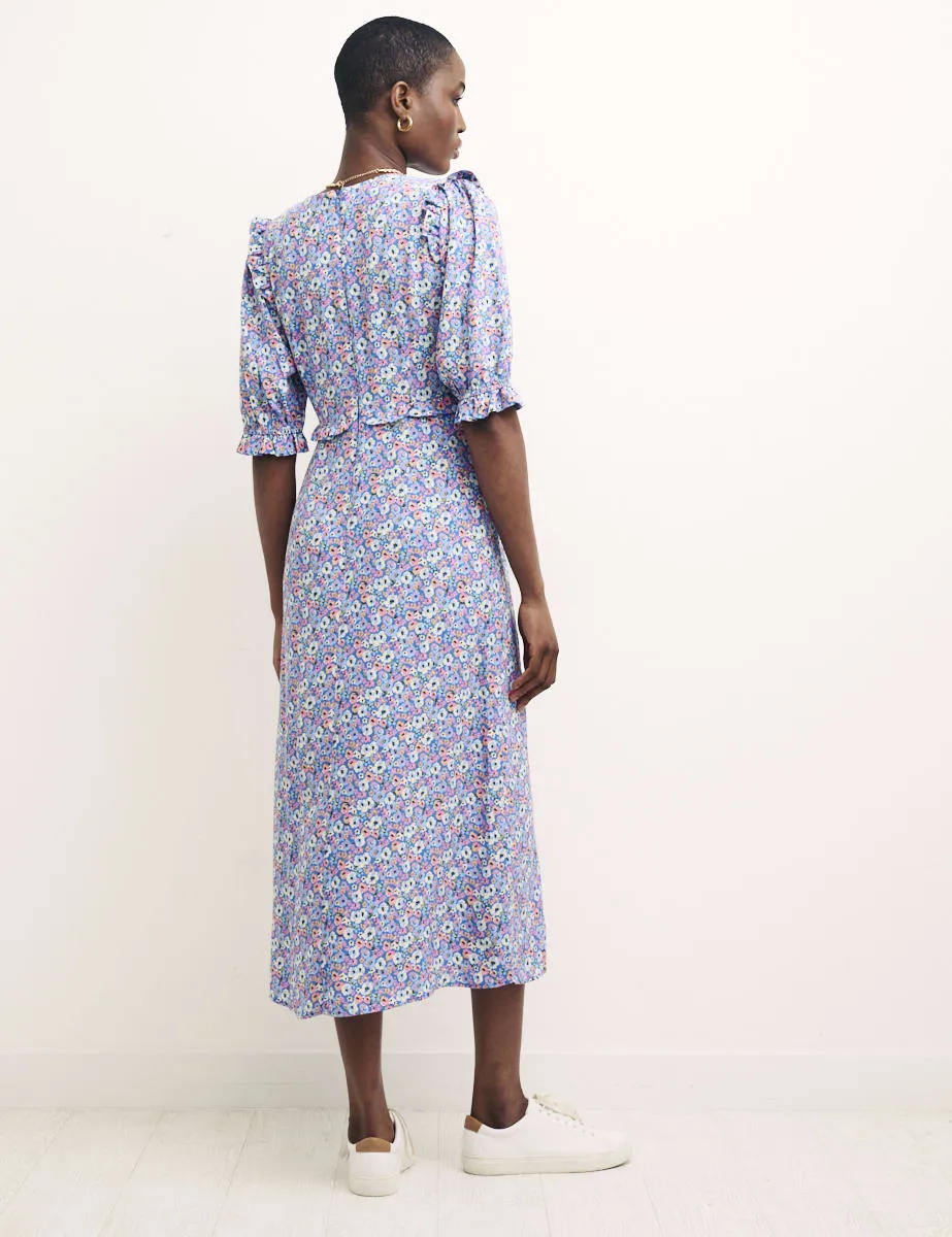 Ditsy Blue Felicia Midi Dress sold by Nobody's Child product image thumbnail 4