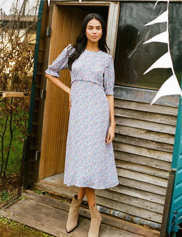Ditsy Blue Felicia Midi Dress sold by Nobody's Child