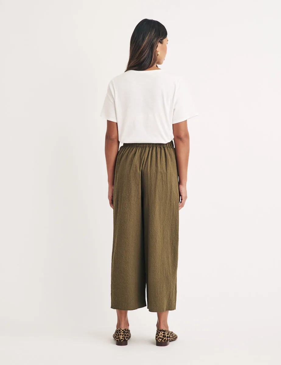 Khaki Wide Leg Cropped Zeena Trousers sold by Nobody's Child product image thumbnail 4
