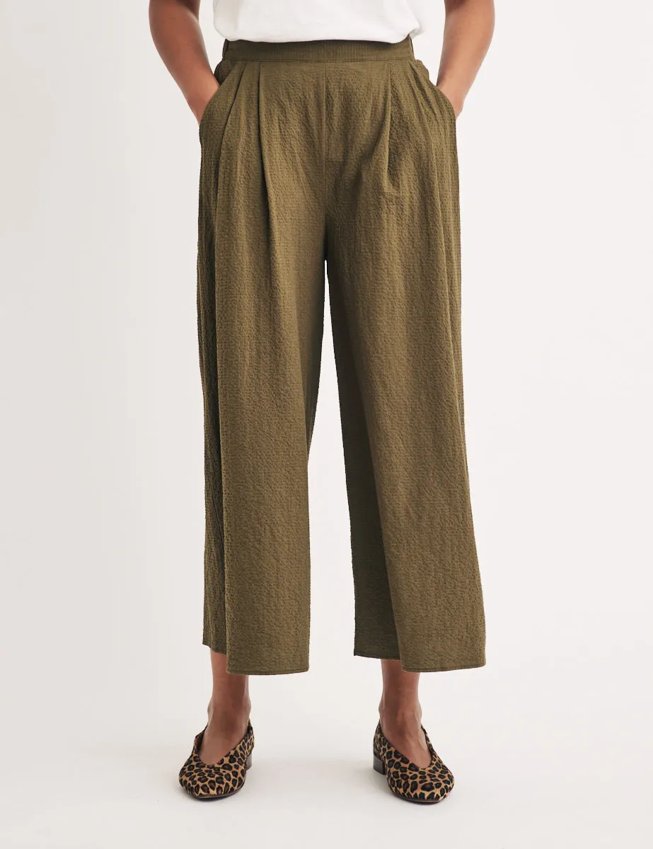 Khaki Wide Leg Cropped Zeena Trousers sold by Nobody's Child product image thumbnail 2