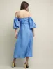 Blue Maxine Bardot Midi Dress sold by Nobody's Child