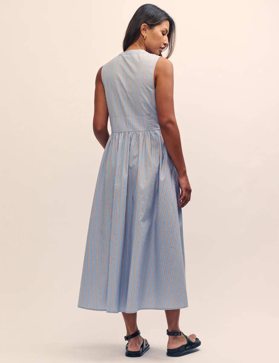 Blue Stripe Sleeveless Starlight Midi Dress sold by Nobody's Child product image thumbnail 4