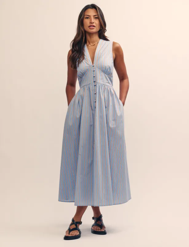 Blue Stripe Sleeveless Starlight Midi Dress sold by Nobody's Child