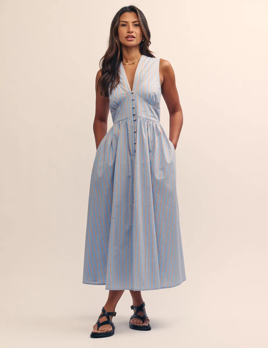 Blue Stripe Sleeveless Starlight Midi Dress sold by Nobody's Child