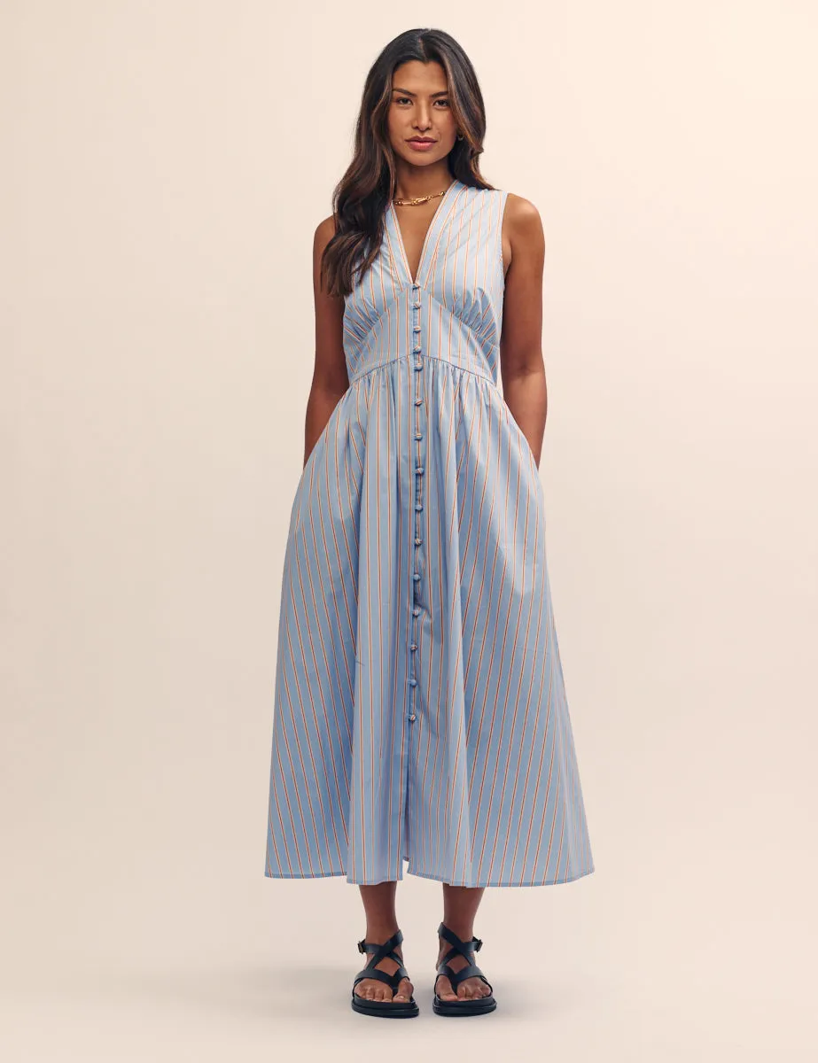 Blue Stripe Sleeveless Starlight Midi Dress sold by Nobody's Child product image thumbnail 3