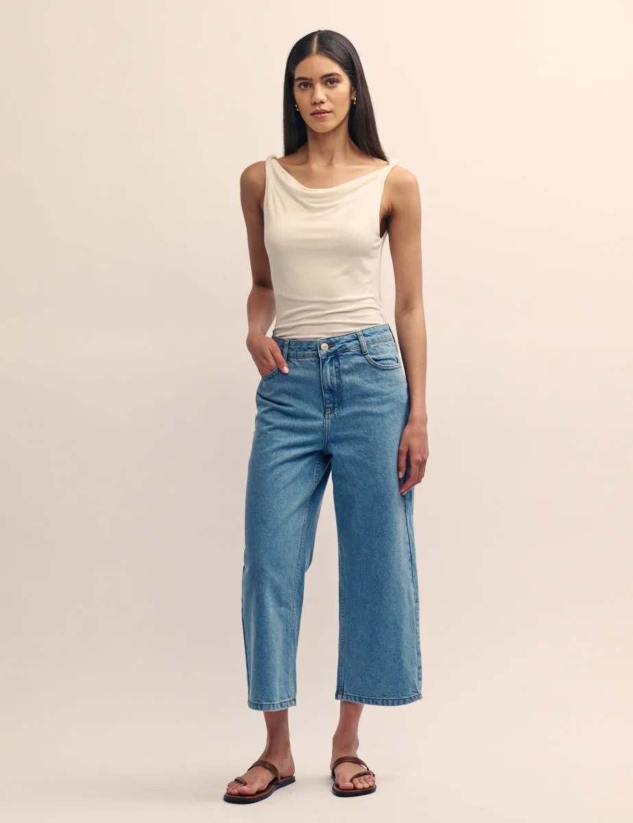 Mid Wash Denim Cropped Wide Leg Jeans sold by Nobody's Child product image thumbnail 2