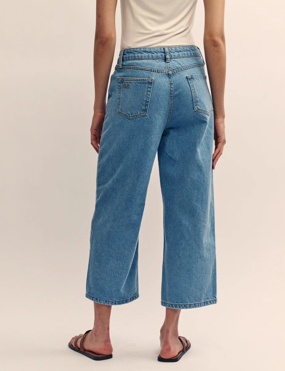 Mid Wash Denim Cropped Wide Leg Jeans sold by Nobody's Child product image thumbnail 3