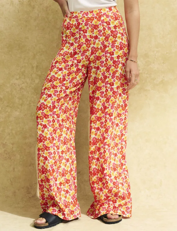 Orange Floral Print Wide Leg Cora Trousers sold by Nobody's Child