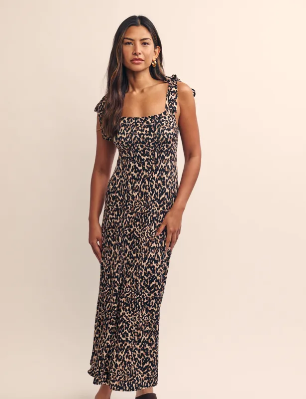 Brown Leopard Print Adrian Midi Dress sold by Nobody's Child