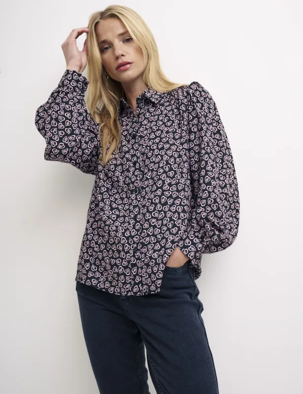 Black Heart Print Zara Shirt sold by Nobody's Child