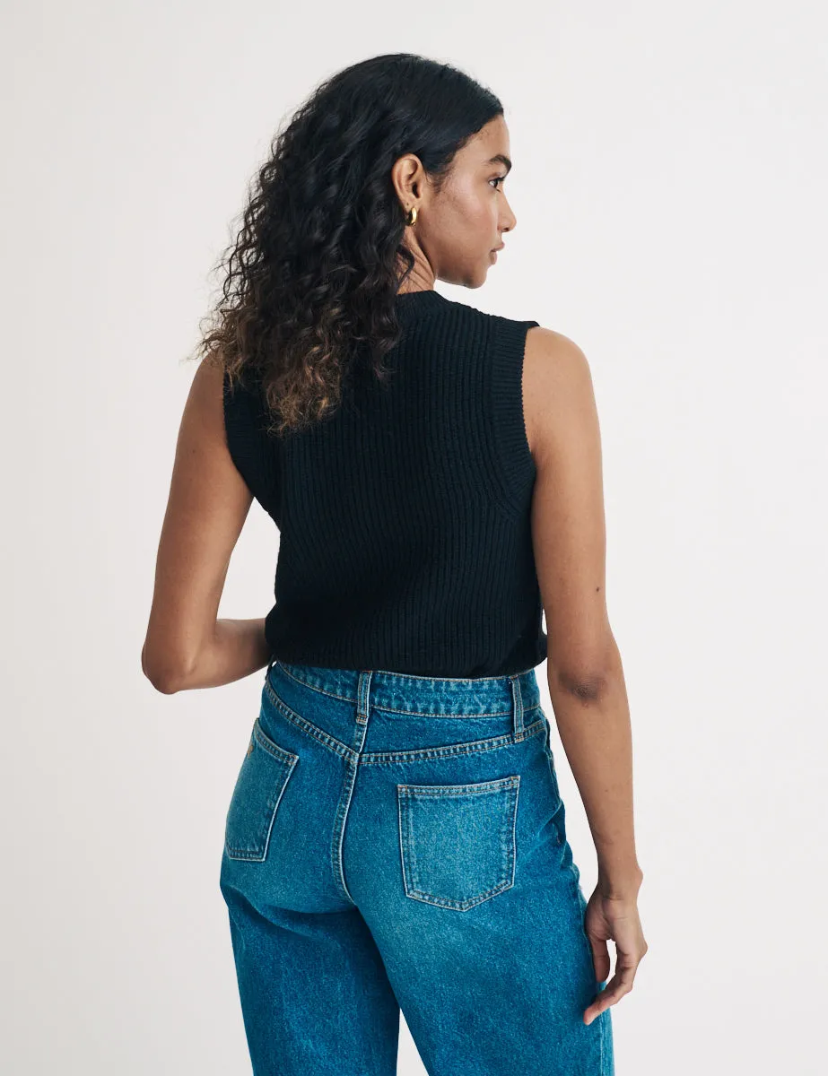 Black Ribbed Knitted Vest sold by Nobody's Child product image thumbnail 4