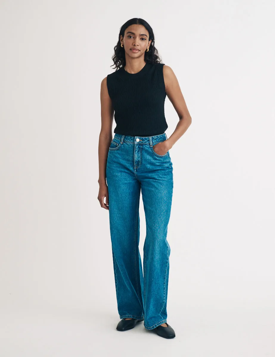 Black Ribbed Knitted Vest sold by Nobody's Child product image thumbnail 3