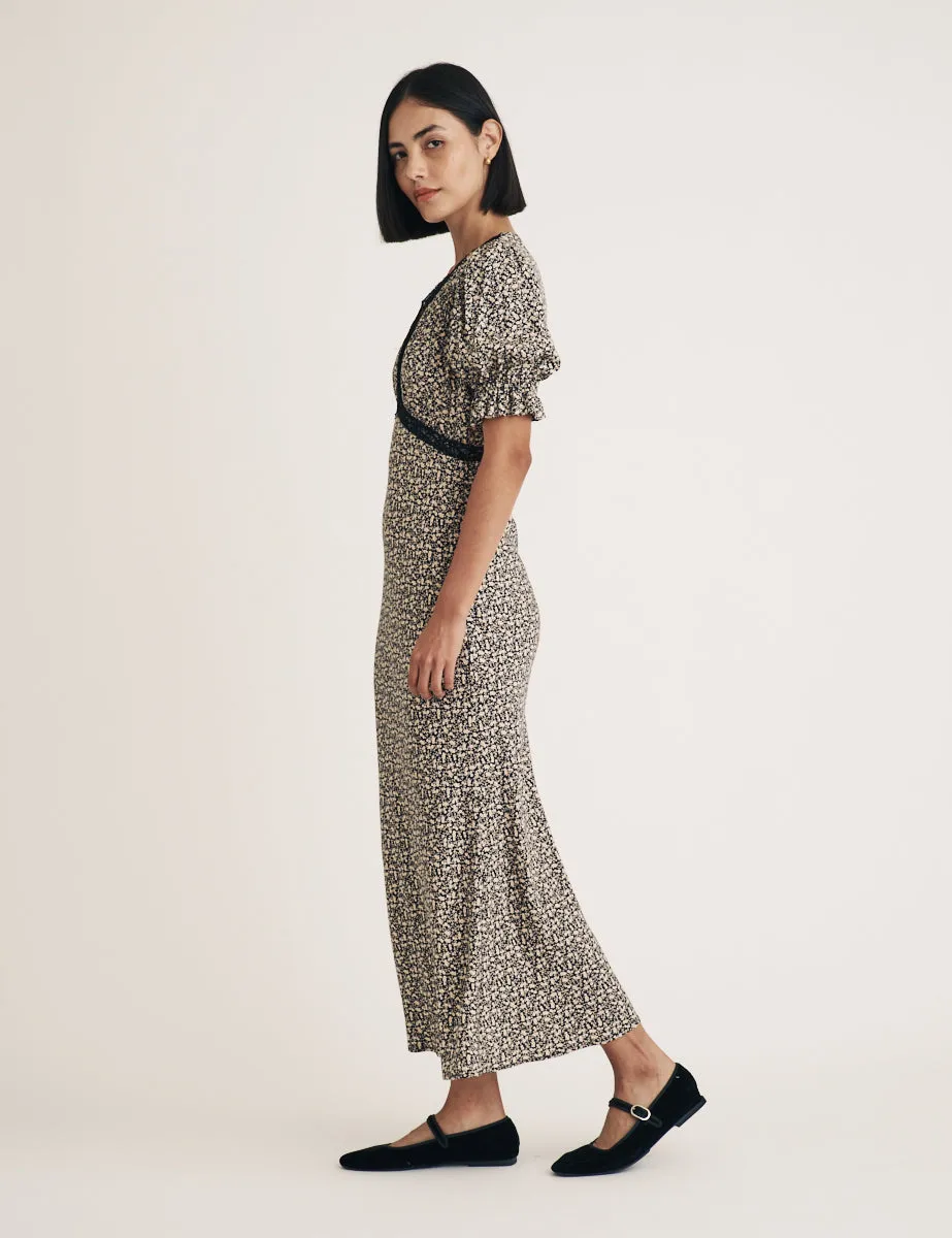 Black Floral Lace Detail Angela Midi Dress sold by Nobody's Child product image thumbnail 3