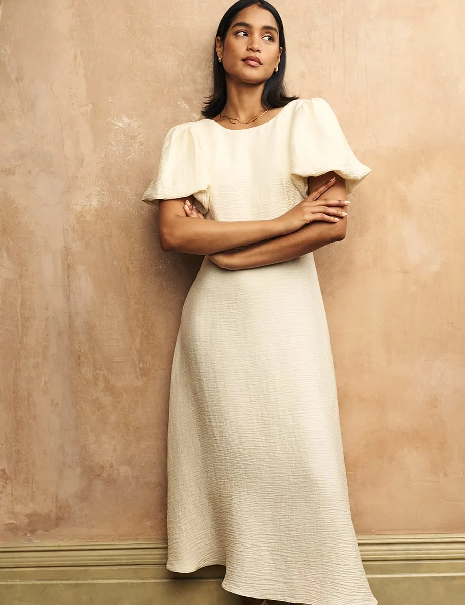 Petite Cream Puff Sleeve Zora Midaxi Dress sold by Nobody's Child product image thumbnail 4