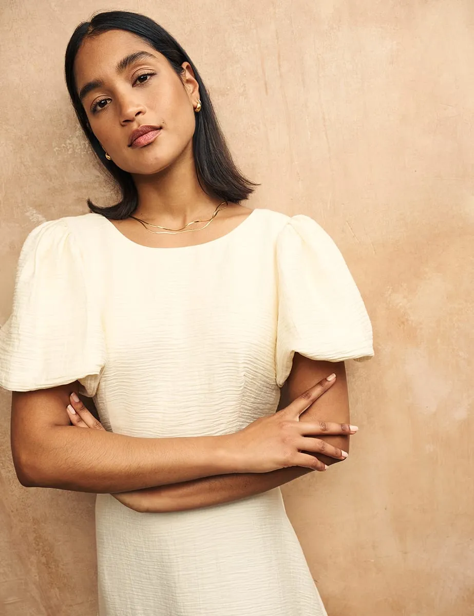 Petite Cream Puff Sleeve Zora Midaxi Dress sold by Nobody's Child product image thumbnail 2