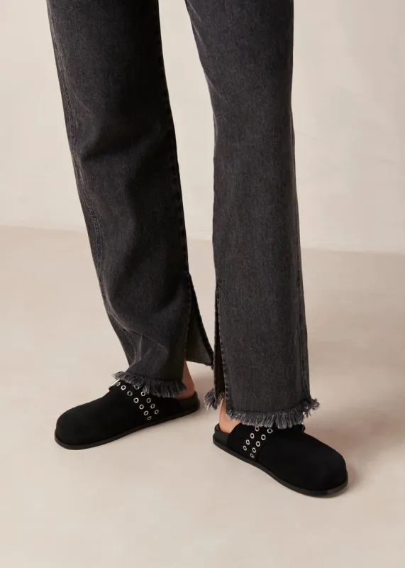 Alohas Black Halia Leather Mules sold by Nobody's Child