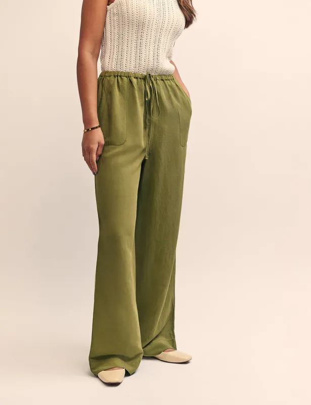 Olive Green Drawstring Trousers sold by Nobody's Child