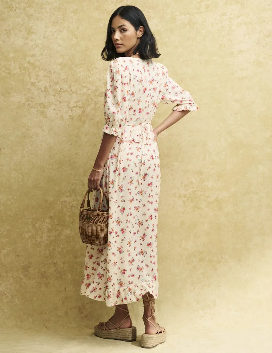 White Ditsy Floral Delilah Midi Dress sold by Nobody's Child product image thumbnail 4