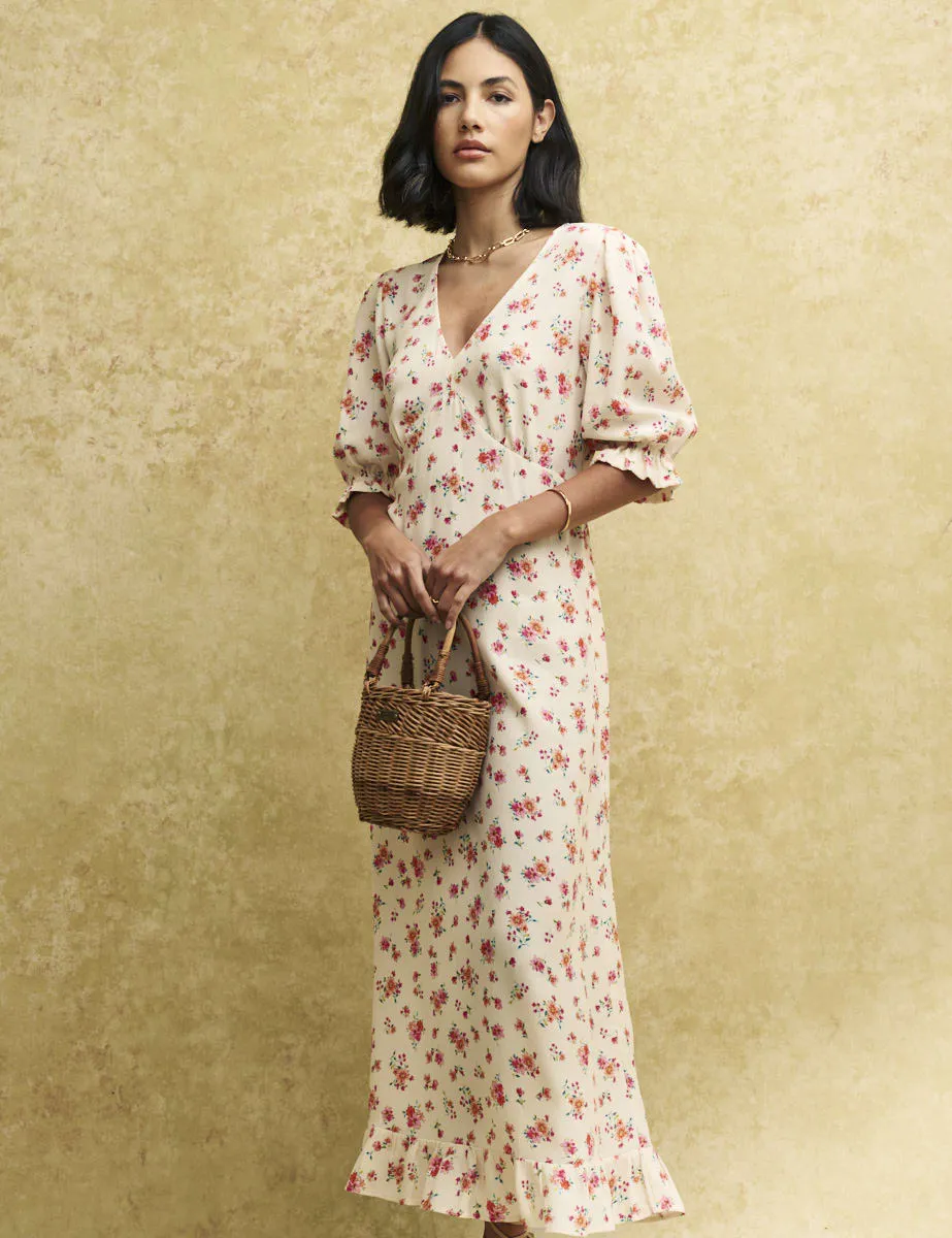 White Ditsy Floral Delilah Midi Dress sold by Nobody's Child product image thumbnail 2