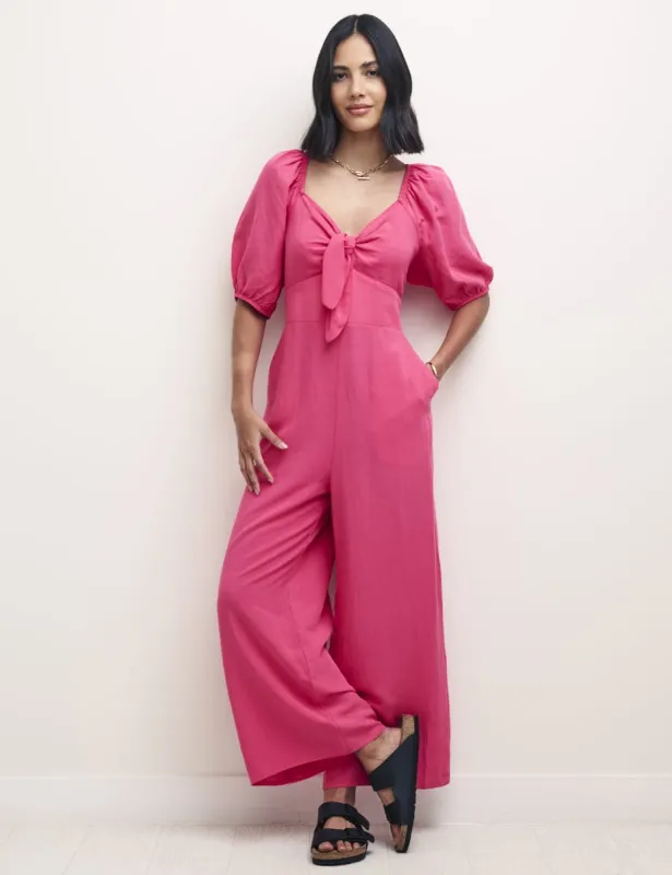 Pink Linen-blend Simone Jumpsuit sold by Nobody's Child