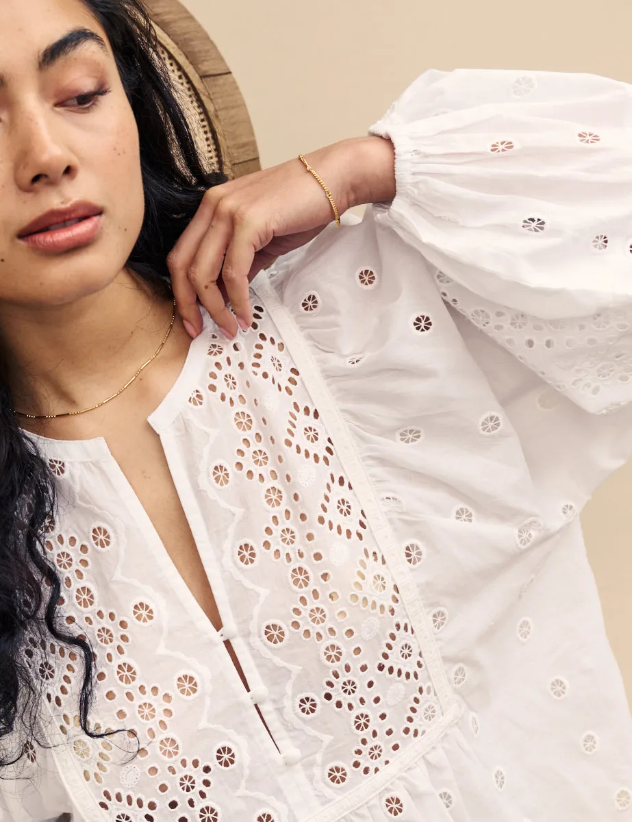 White Cutwork Detail Blouse sold by Nobody's Child product image thumbnail 2