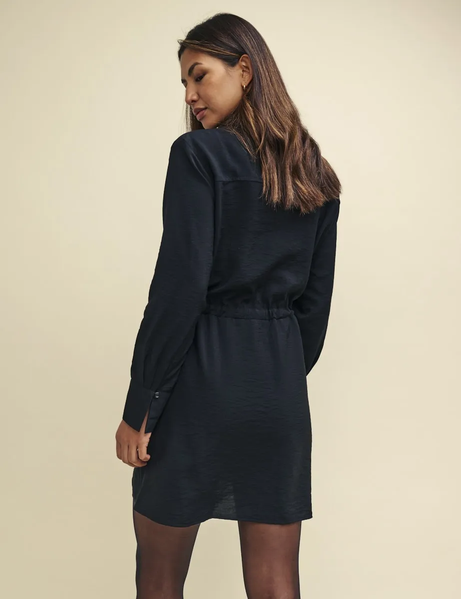 Black Tie Waist Mia Mini Shirt Dress sold by Nobody's Child product image thumbnail 2