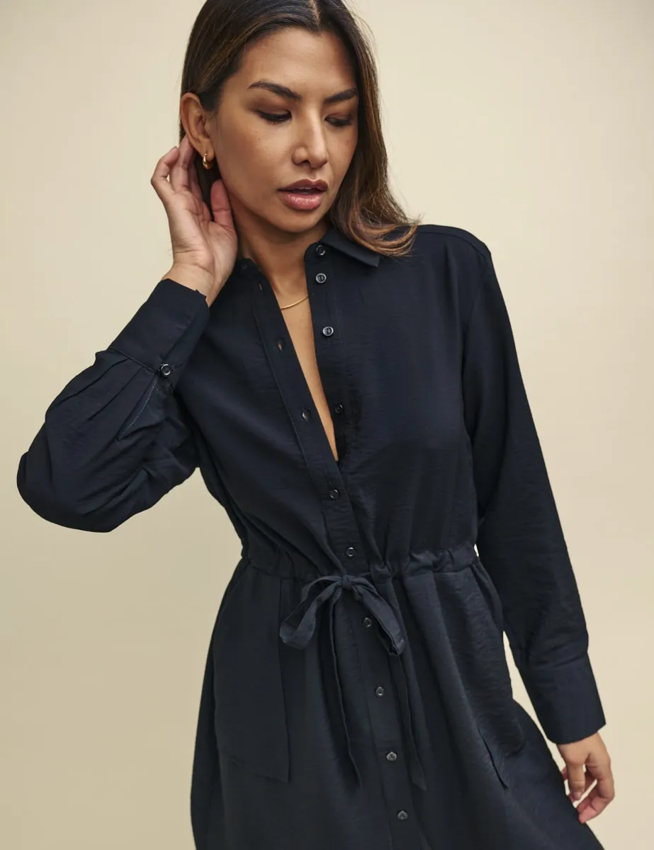 Black Tie Waist Mia Mini Shirt Dress sold by Nobody's Child product image thumbnail 3
