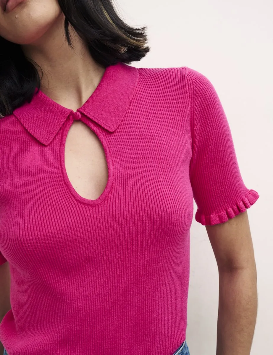 Pink Keyhole & Collar Knitted Top sold by Nobody's Child product image thumbnail 2