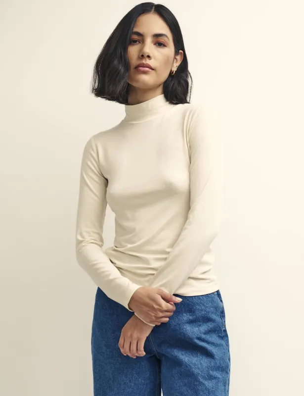 Cream Funnel Neck Long Sleeve Top sold by Nobody's Child