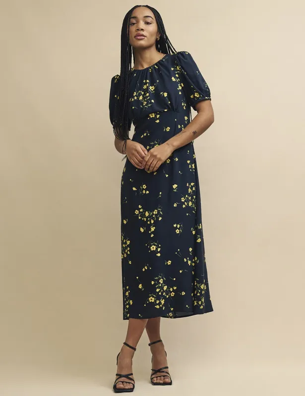 Black Floral Clover Midi Dress sold by Nobody's Child
