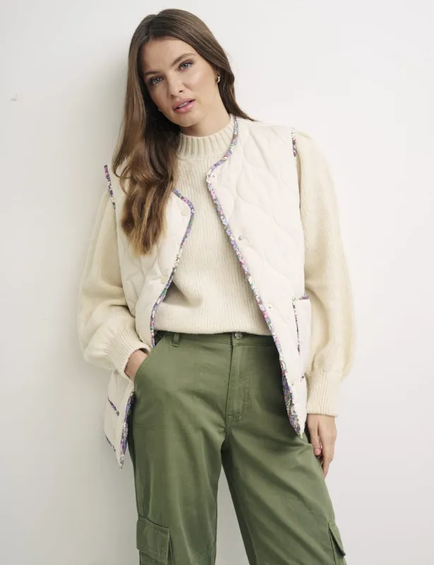 Cream Rena Collarless Gilet made by Nobody's Child