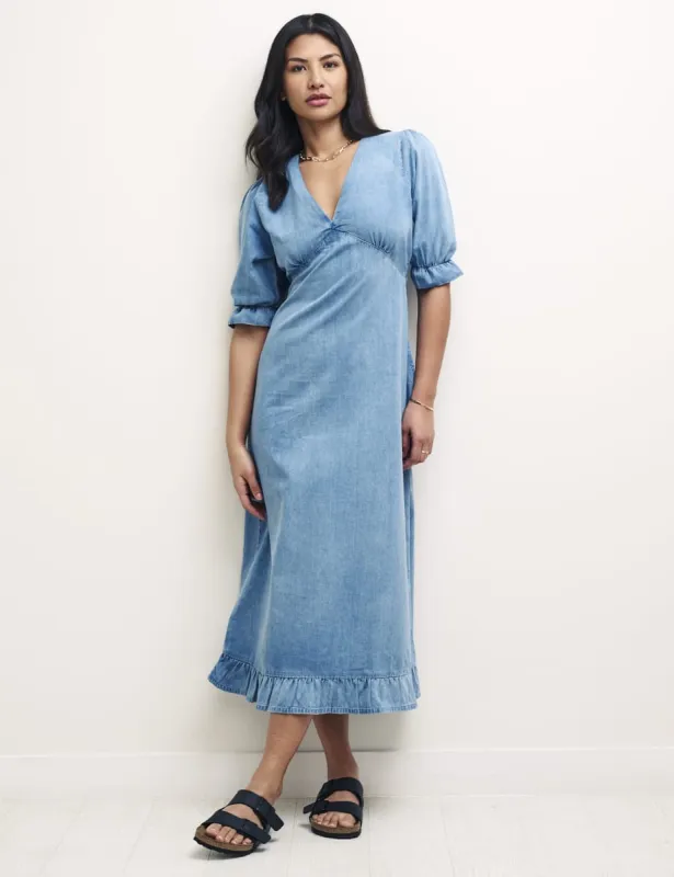 Blue Denim Delilah Midi Tea Dress sold by Nobody's Child