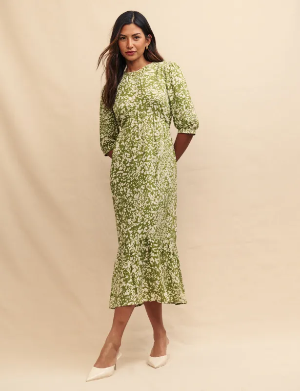 Green Printed Rachel Midi Dress sold by Nobody's Child