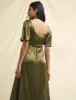 Olive Green Satin Bridesmaid Becca Midaxi Dress sold by Nobody's Child