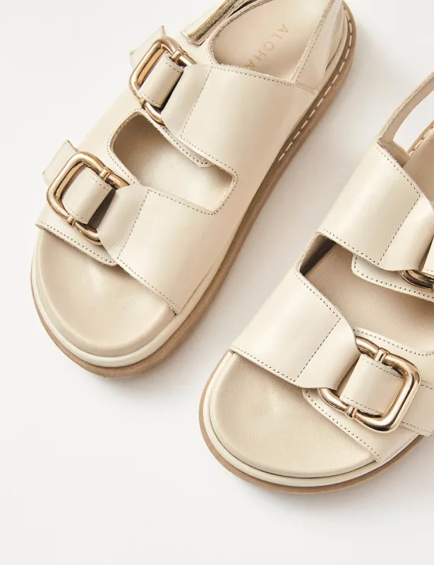 Alohas Cream Leather Harper Sandals sold by Nobody's Child